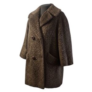 Dell Mann Vintage Fur‎ Tailored Women's Brown Coat, Size Large